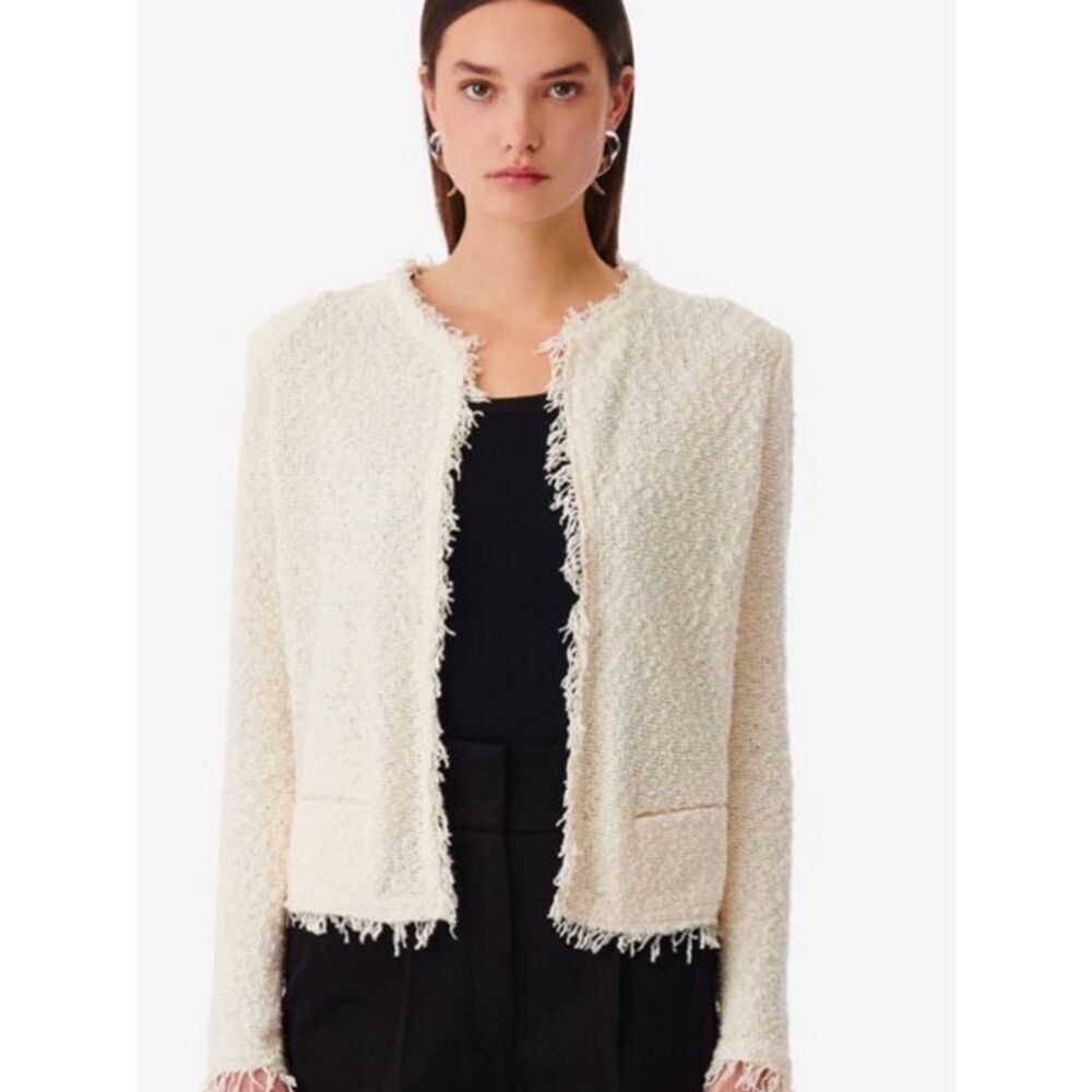 IRO Cream Fringed Bouclé Blazer IRO Paris France size 34